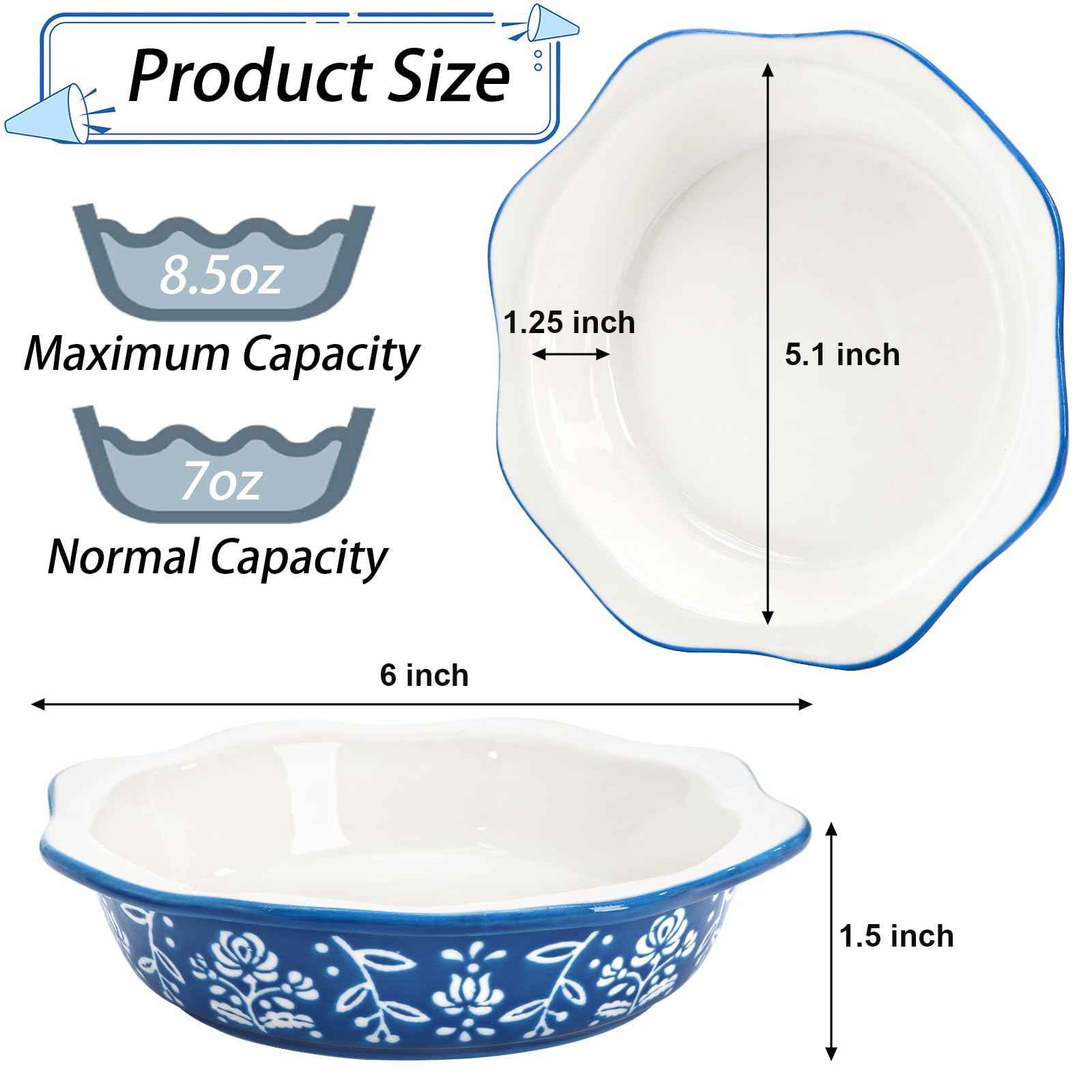 Bekith molde cerámico con borde floral para tartas decorativas.