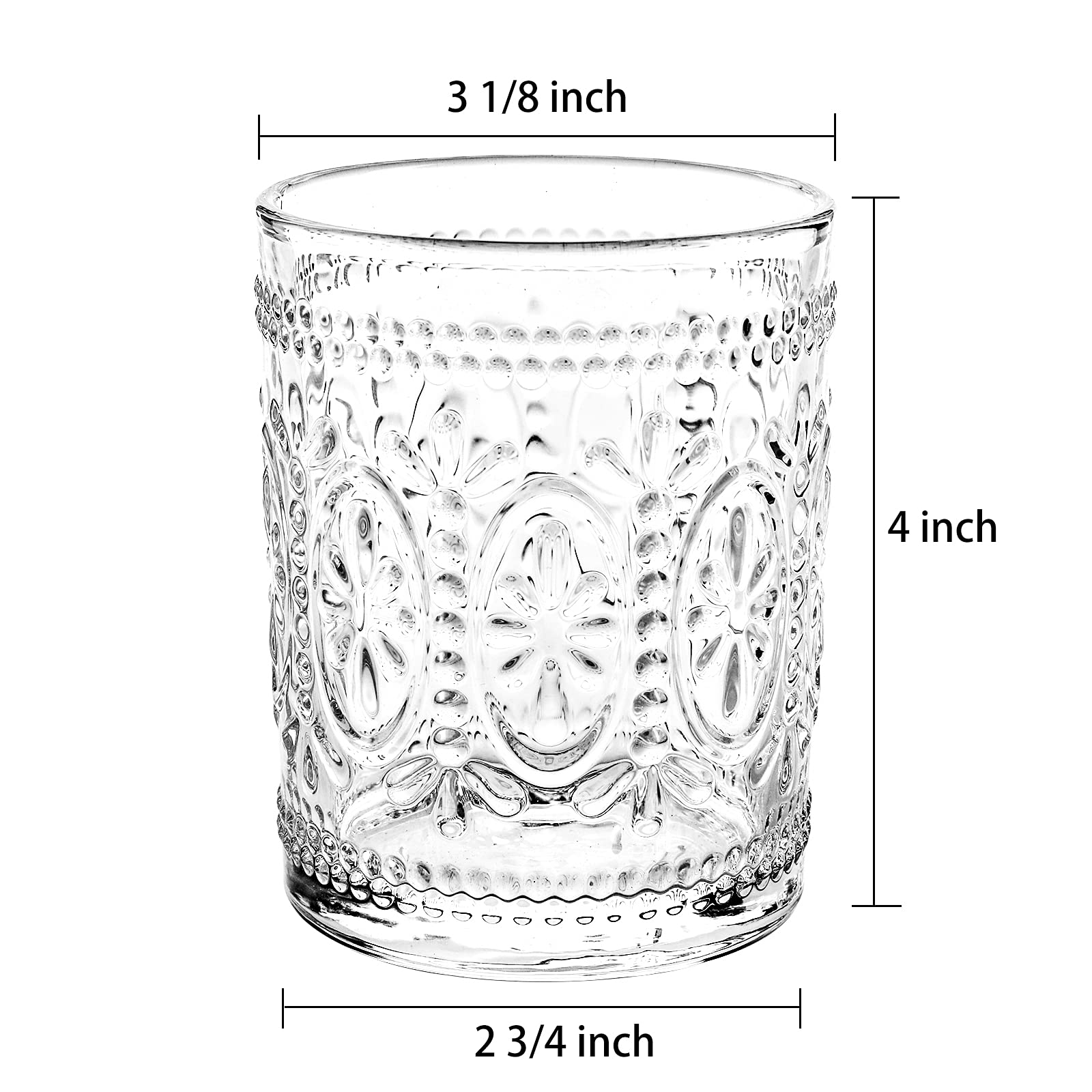 Conjunto Bekith de 6 vasos de vidrio de estilo vintage para la mesa.