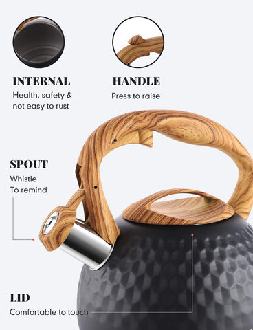 Belanko mango de madera frío al tacto para verter con seguridad.