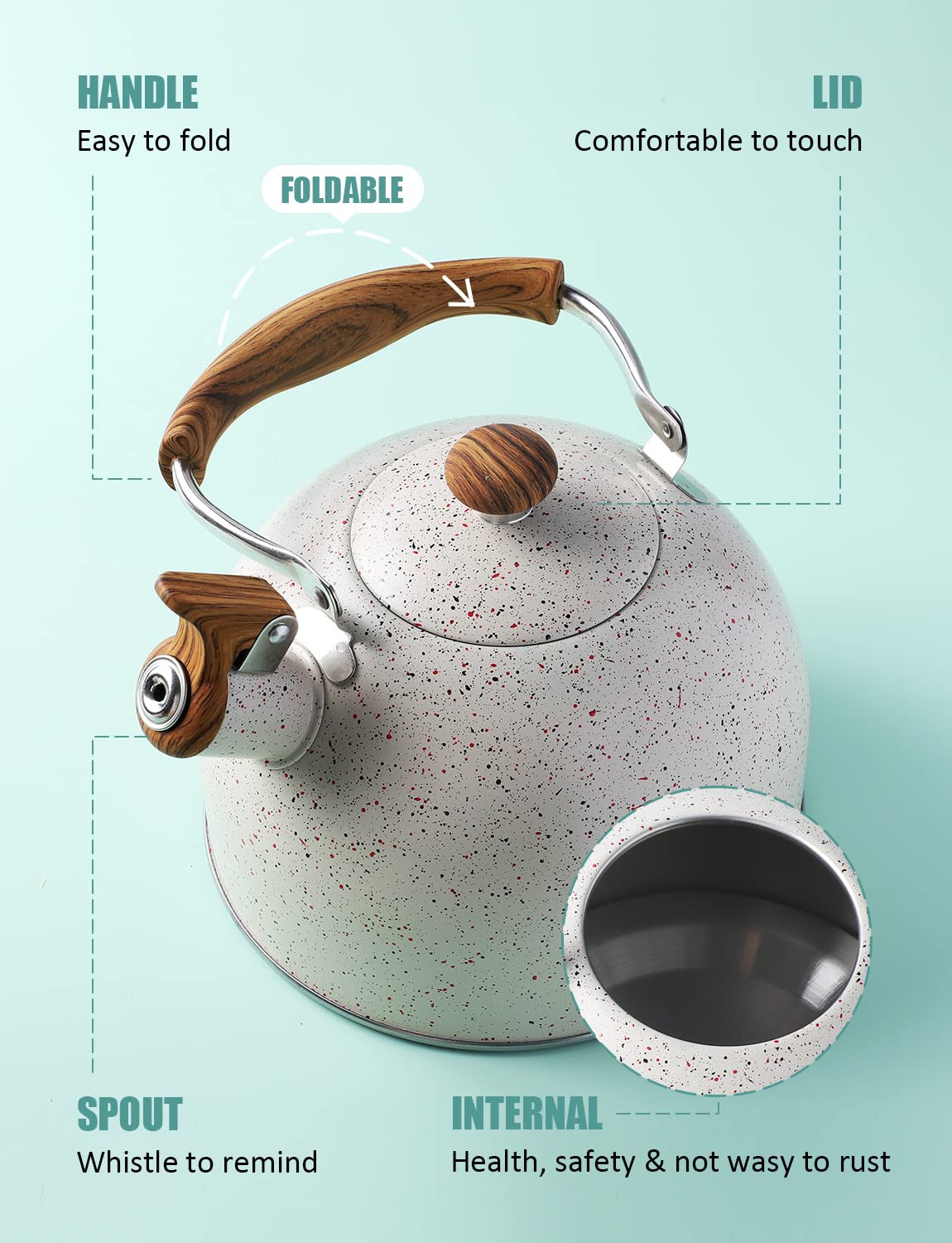 Hervidor Belanko con asa plegable ergonómica para manejo seguro
