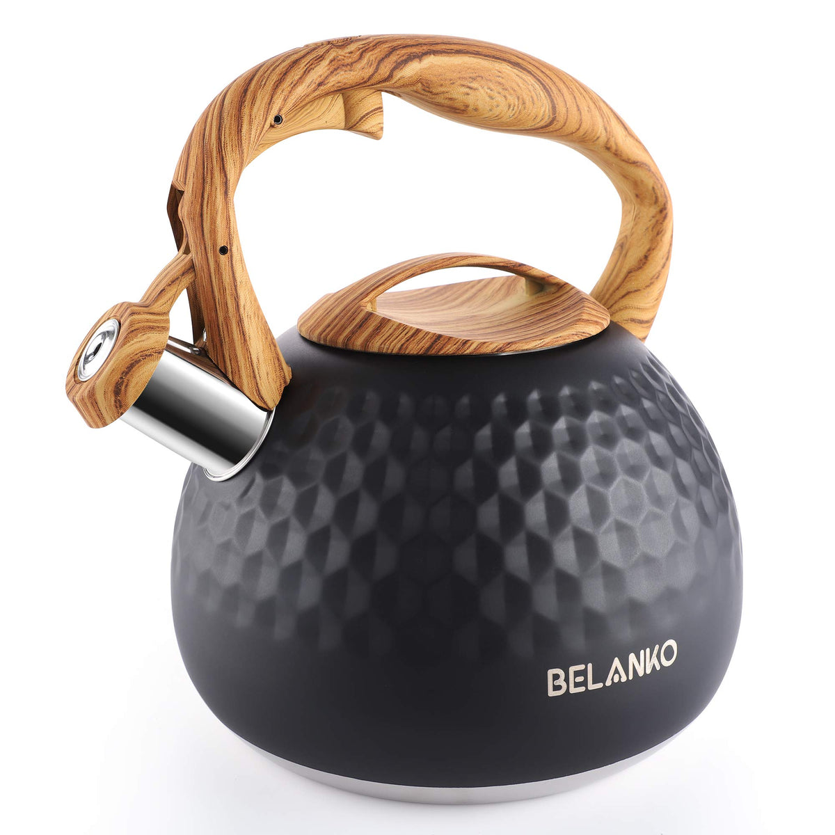 Belanko hervidor con textura diamante negro para uso diario y rendimiento.
