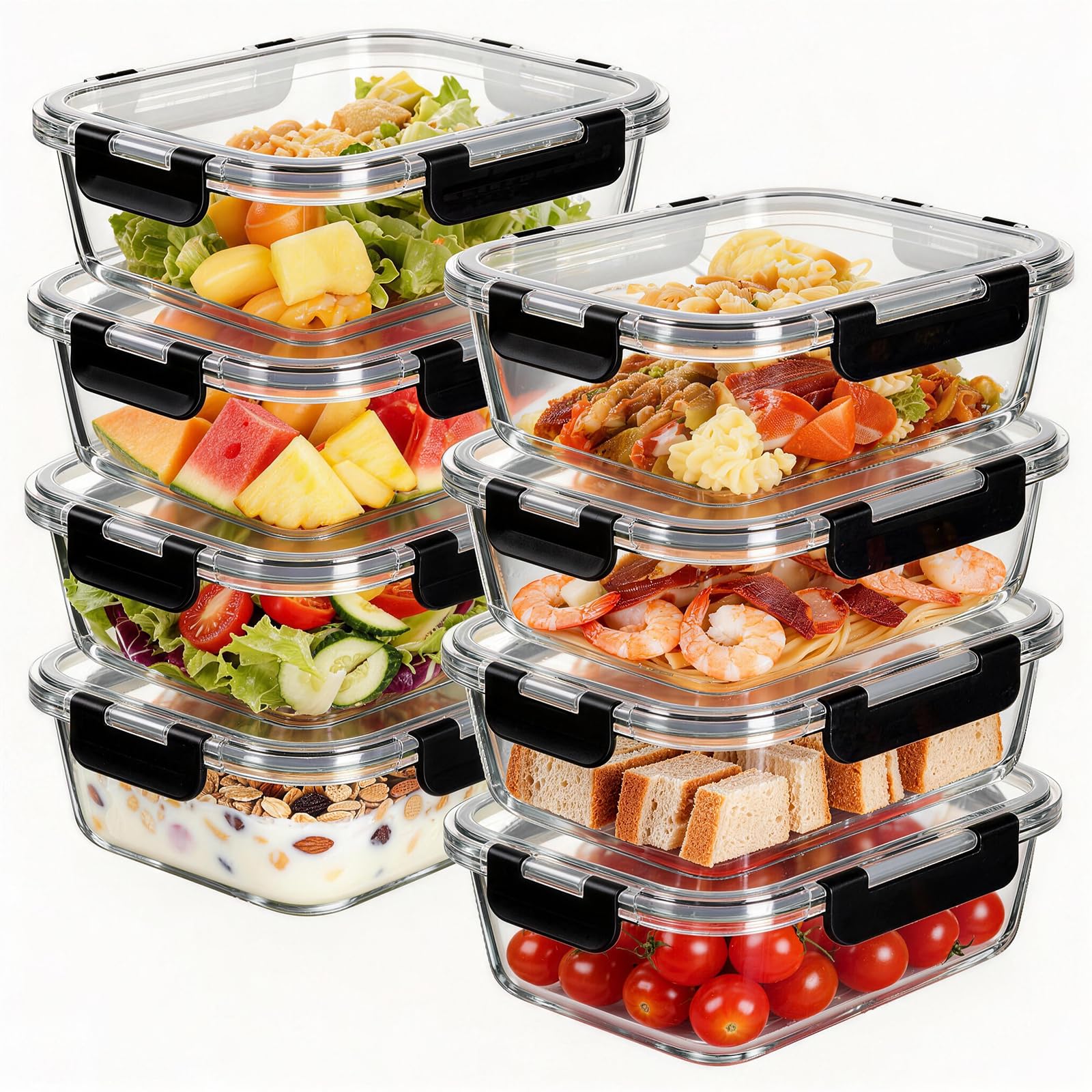 Belgol recipientes de vidrio 36oz con tapas herméticas para almacenamiento seguro de alimentos