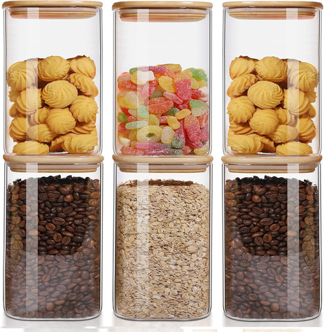 Belgol jarras de vidrio cuadradas 50oz con tapas, almacenamiento seguro y práctico de alimentos.