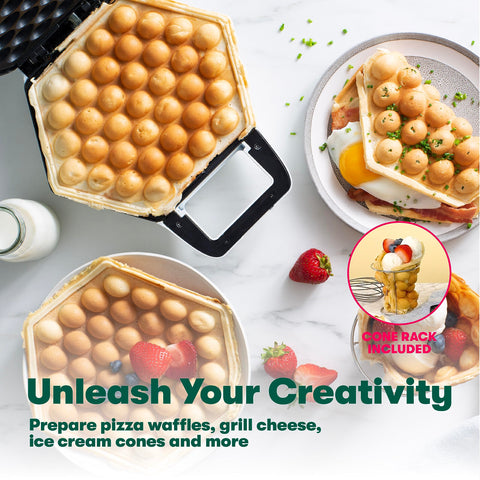 Bella Bubble Waffle Maker acabado blanco aporta estilo a tu cocina.