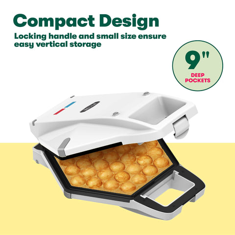 Bella Bubble Waffle Maker interior antiadherente facilita desmoldado suave.
