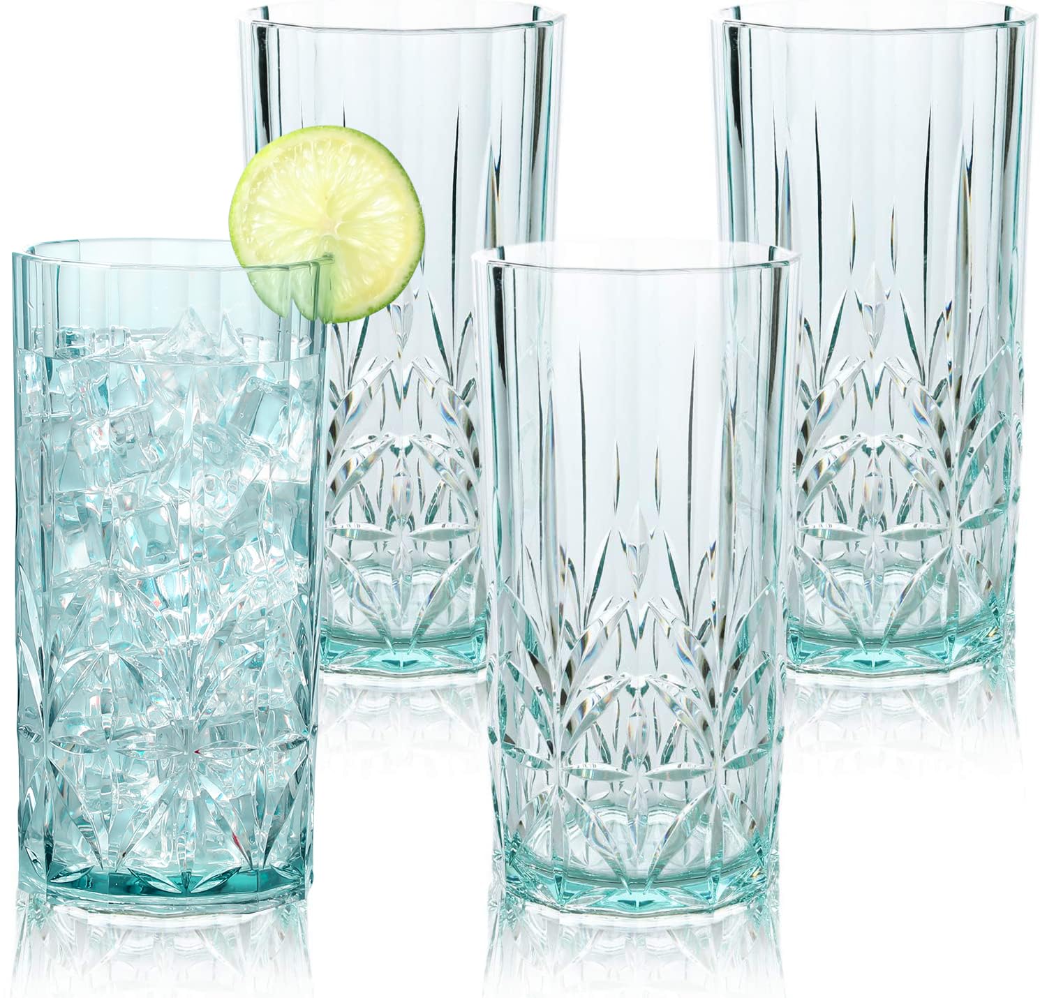 Vaso alto Bellaforte de Tritán 18 oz turquesa con acabado cristalino para cócteles