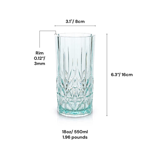 Vaso Bellaforte para cócteles 18 oz turquesa, ideal para reuniones