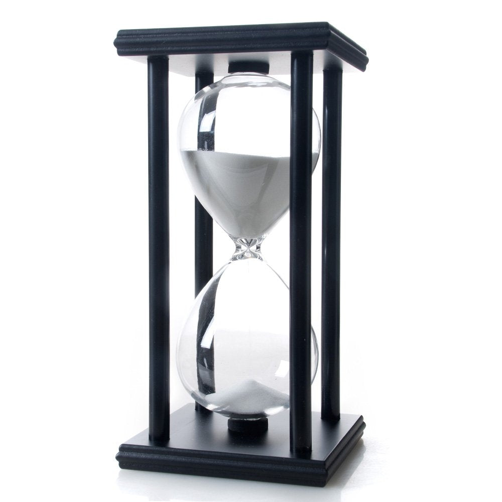 Bellaware reloj de arena de madera y cristal blanco, temporizador de 60 minutos para organización diaria.