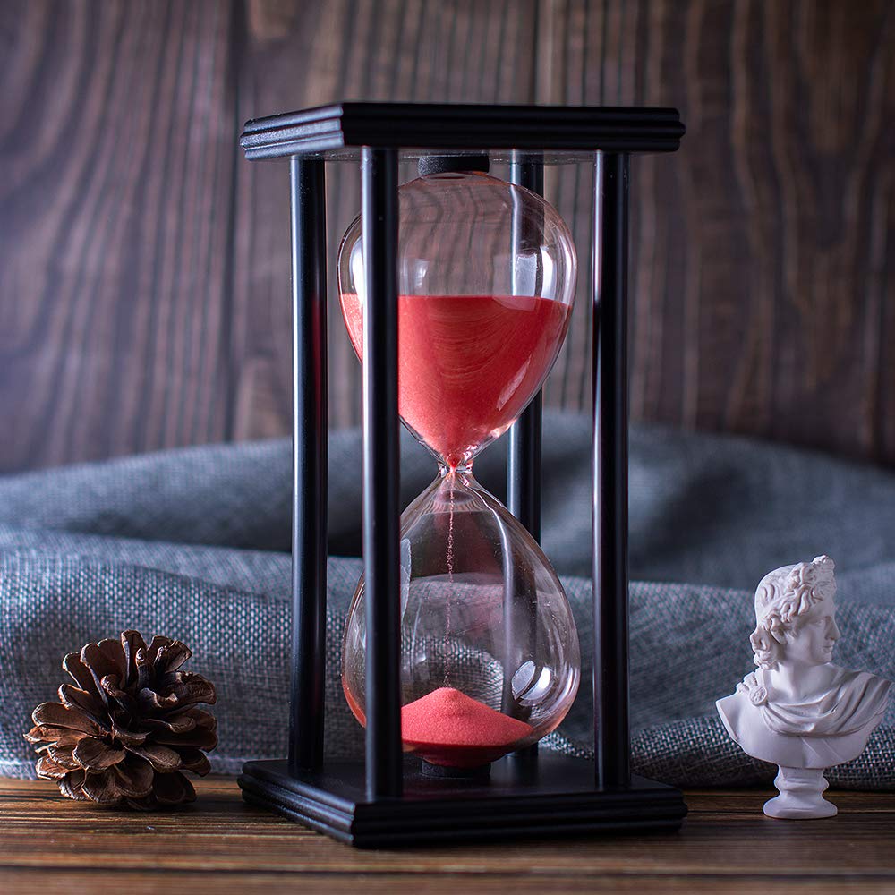 BELLAWARE reloj de arena con marco de madera y grano rojo, ideal para concentrarte.