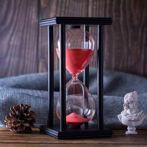 BELLAWARE reloj de arena con marco de madera y grano rojo, ideal para concentrarte.