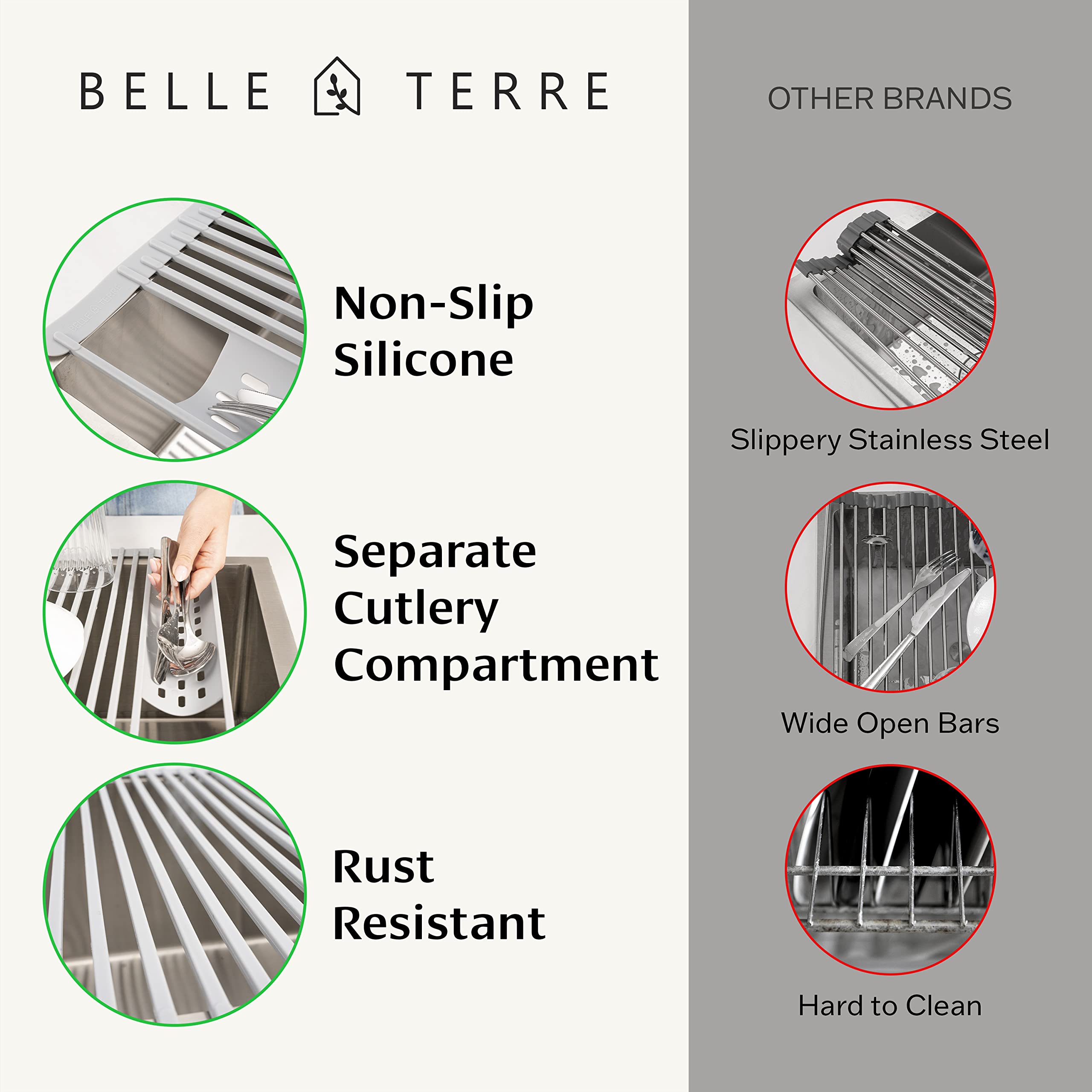 BELLE TERRE recubrimiento de silicona antideslizante previene deslizamientos y rayones.