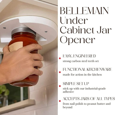 Bellemain agarradera ergonomica para frascos de diferentes tamaños, ideal para manos débiles.
