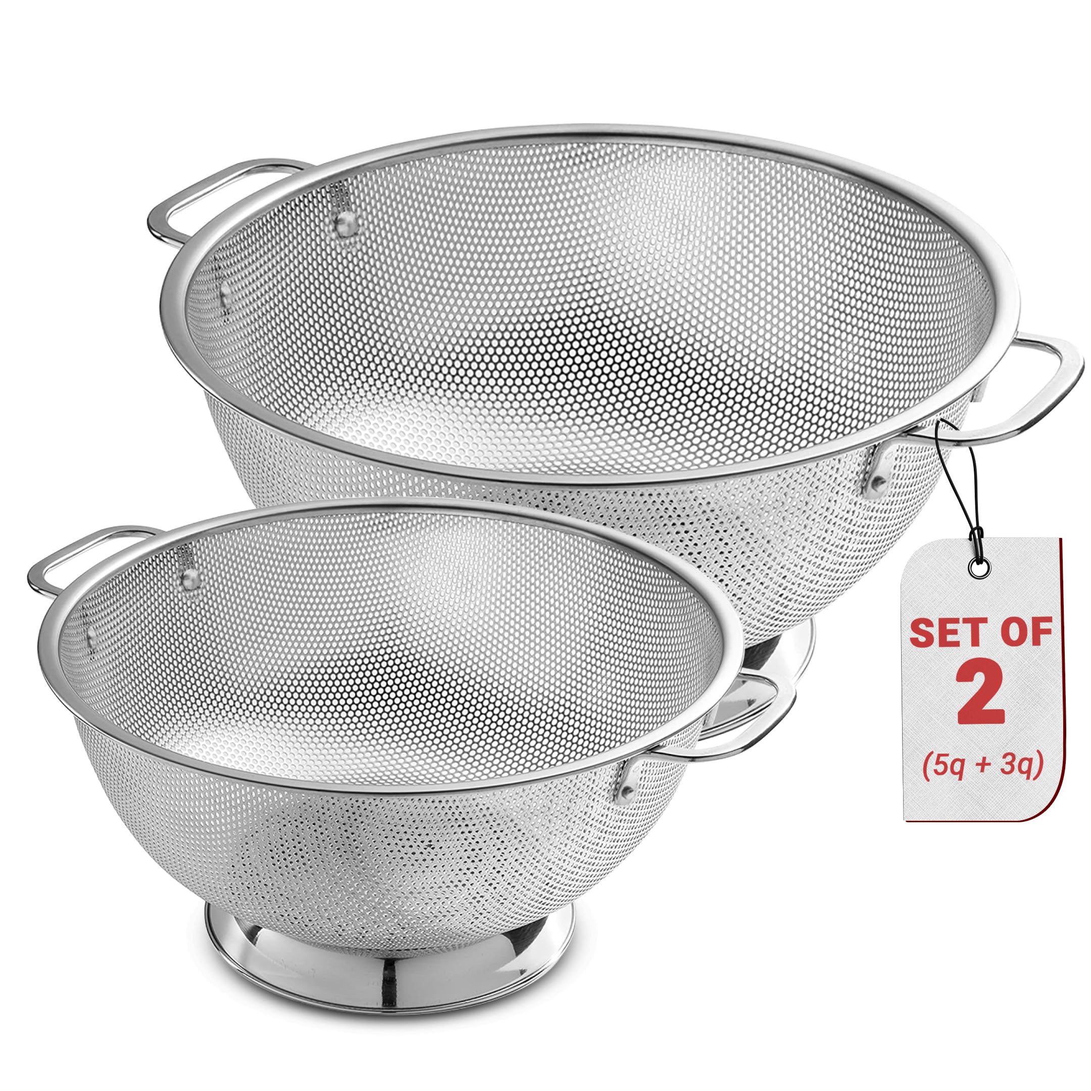 Bellemain colador acero inoxidable micro-perforado 3qt para escurrir rápido