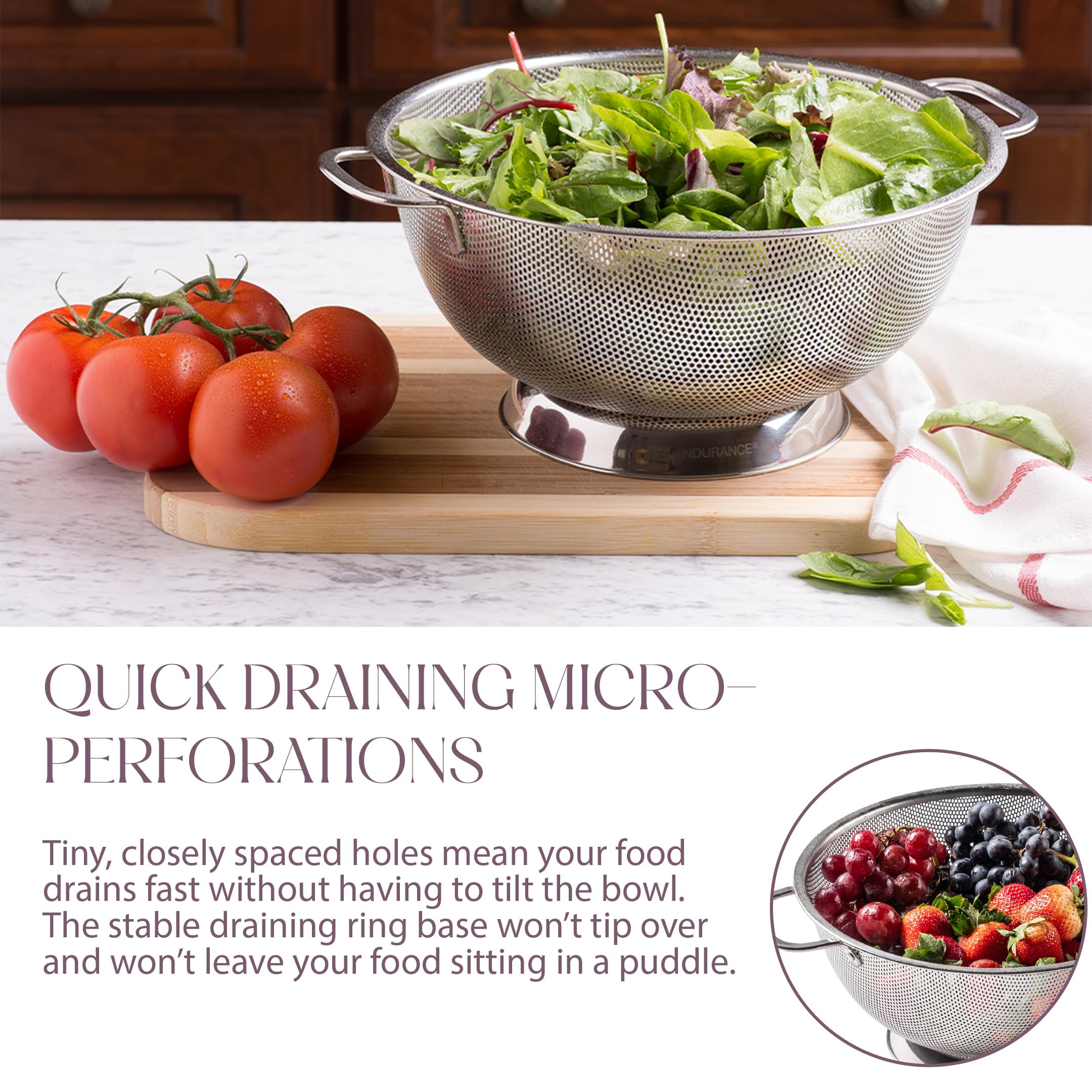 Bellemain colador acero inoxidable micro-perforado 5qt ideal para granos y pastas