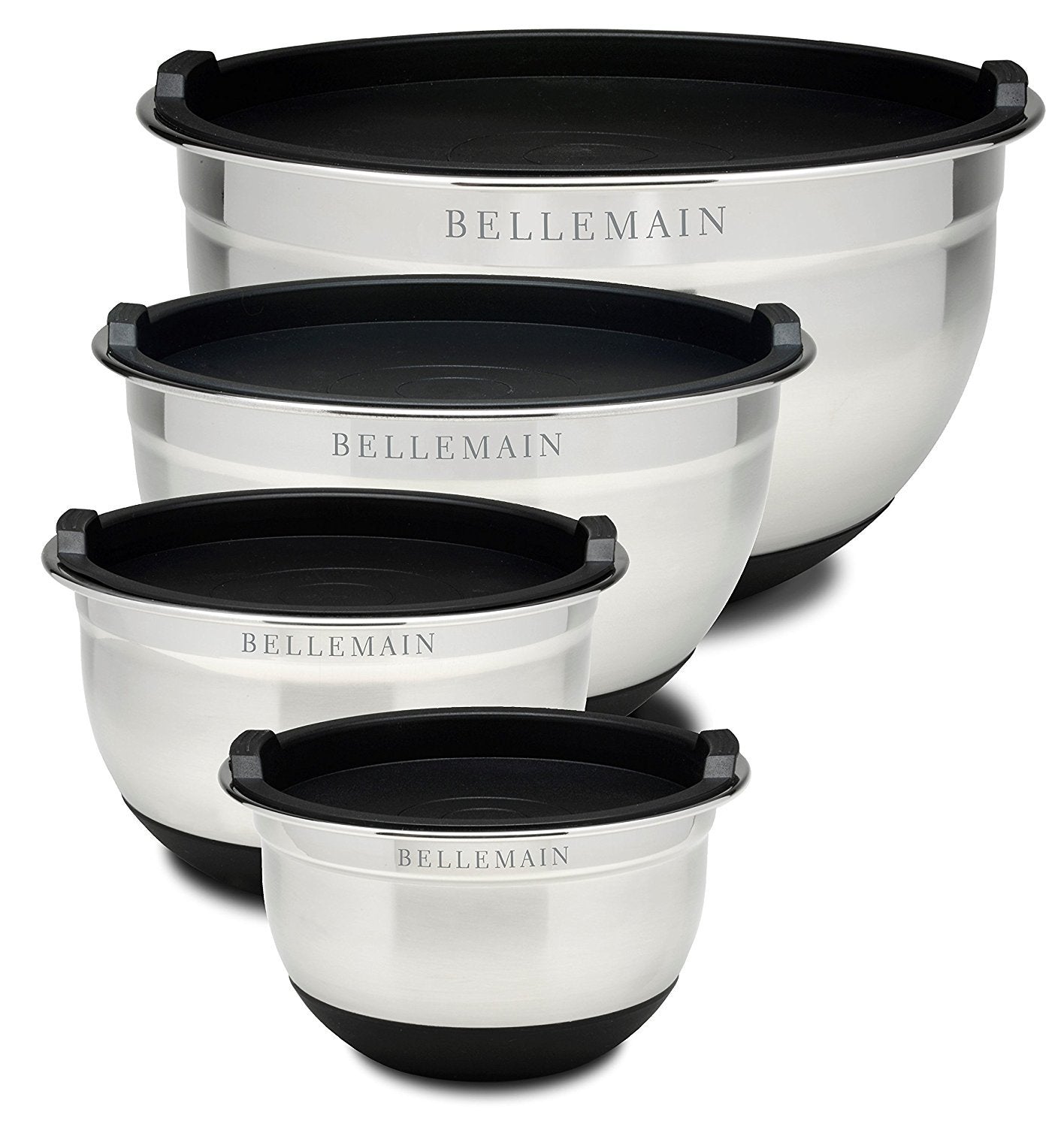Bellemain tazones de acero inoxidable con tapas para mezclar y almacenar.
