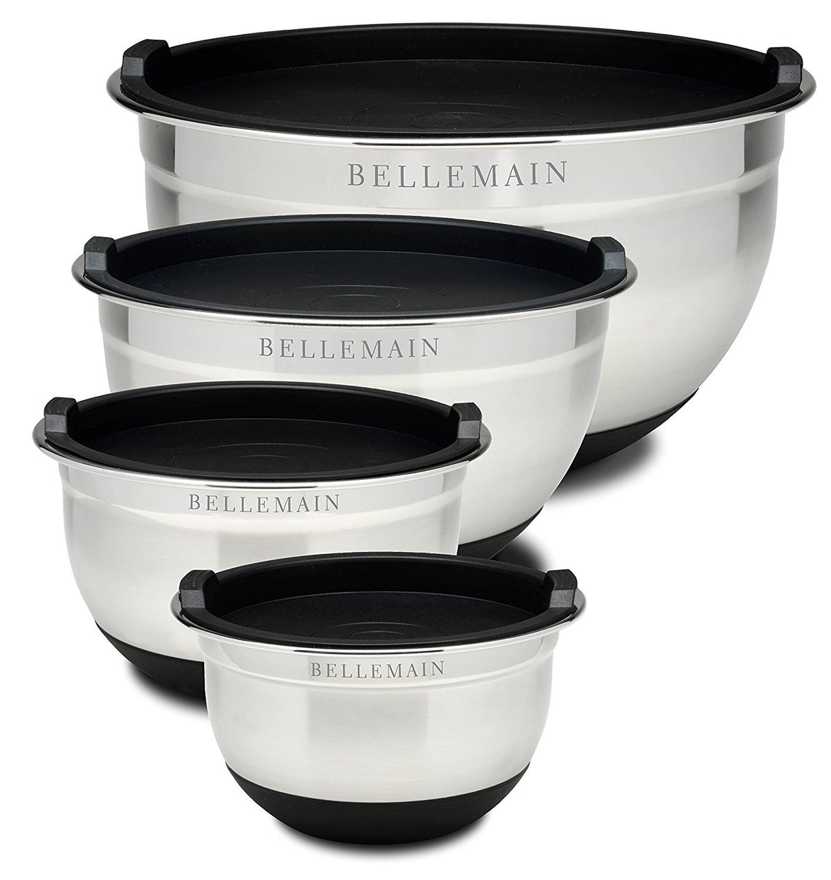 Bellemain tazones de acero inoxidable con tapas para mezclar y almacenar.