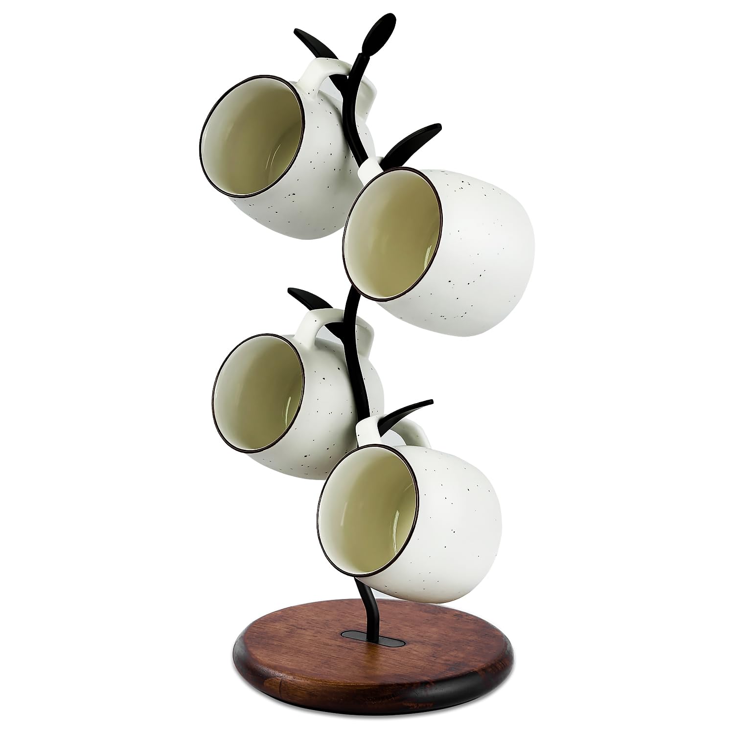 Bellglee árbol de tazas con base de madera, orden en la encimera para tus bebidas.