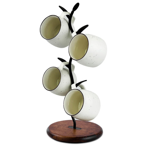 Bellglee árbol de tazas con base de madera, orden en la encimera para tus bebidas.