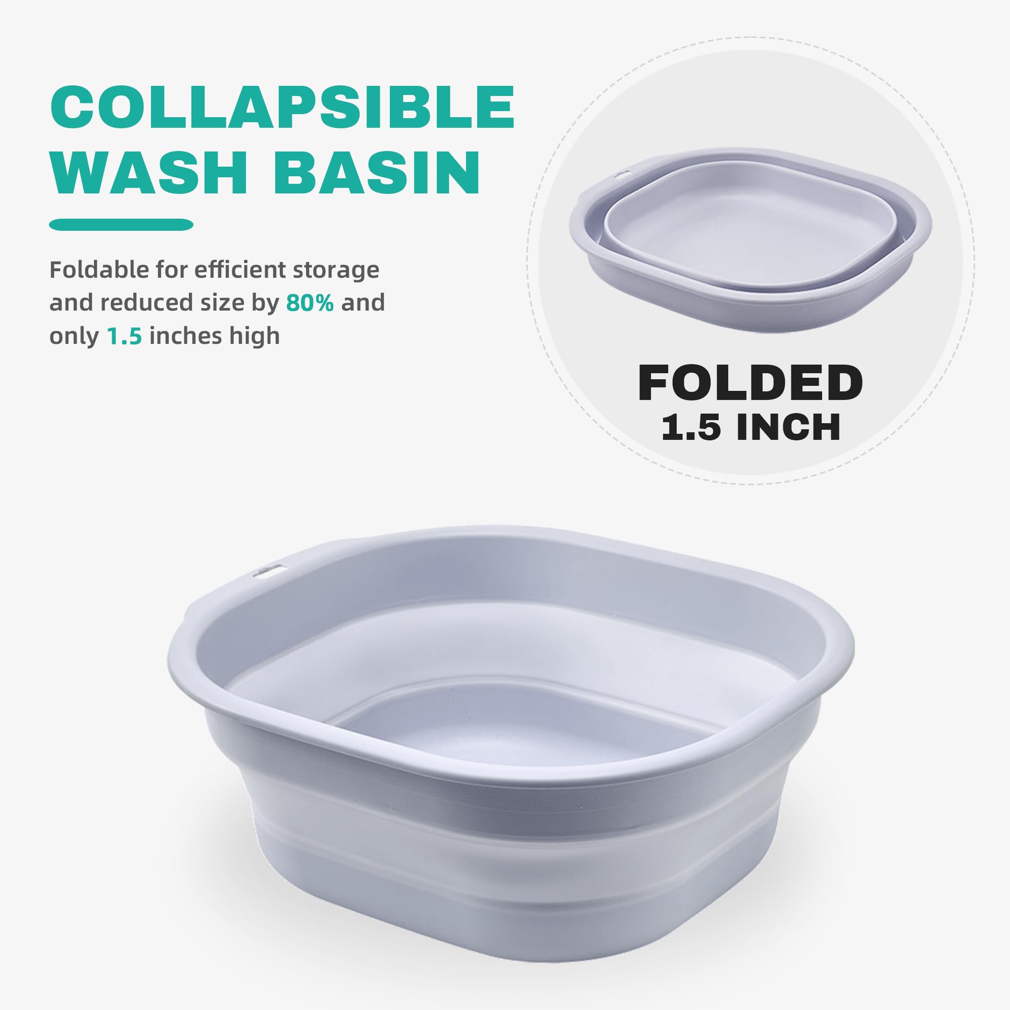 Bellglee cubeta plegable de cocina, lavado rápido de utensilios