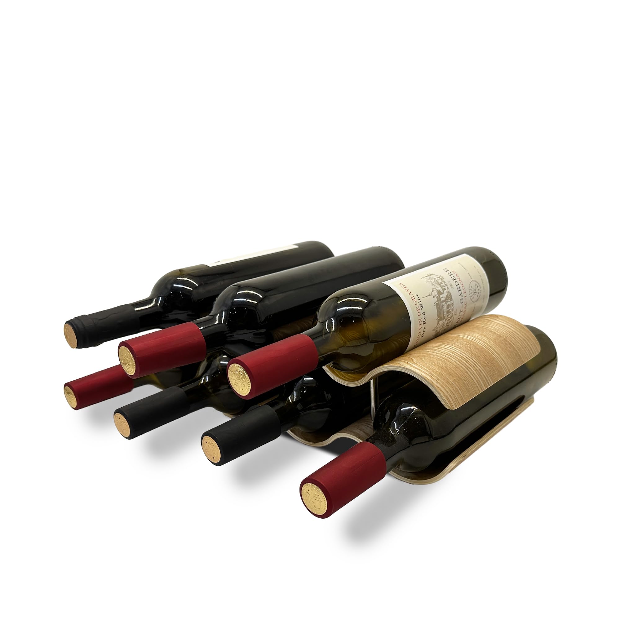 Bellglee curva detalles madera acero: estructura resistente para vinos.