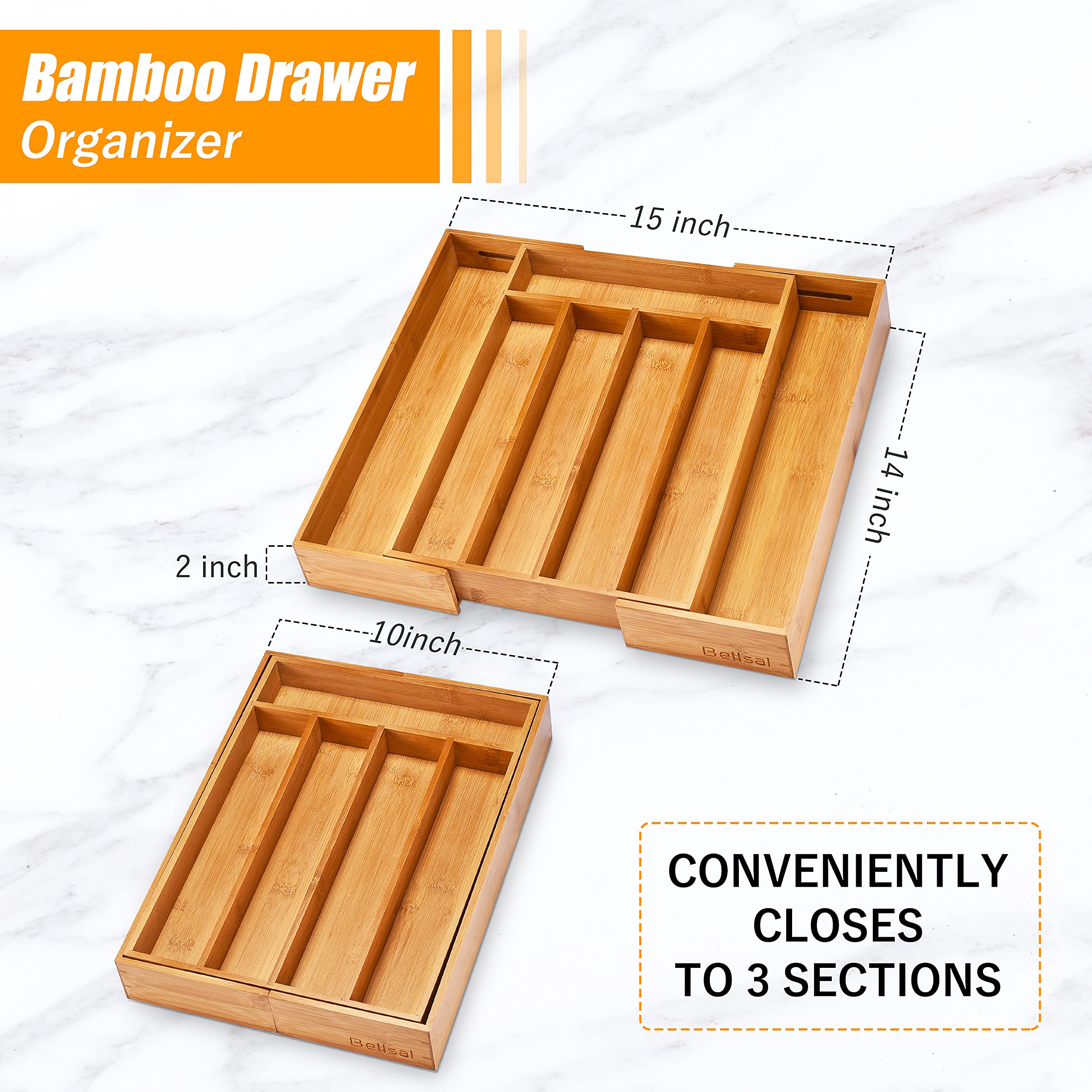 Bellsal compartimentos ajustables 5-7 en el organizador, ideal para optimizar el espacio.