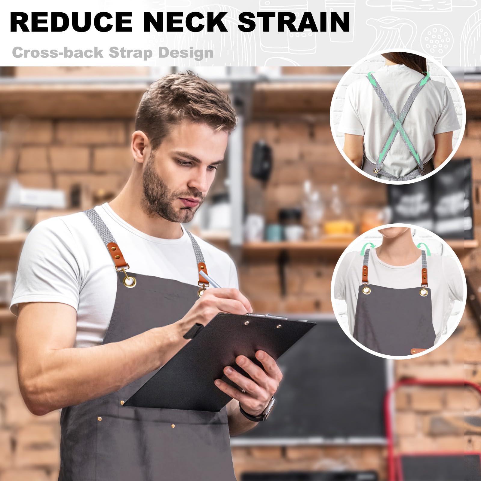 BeLuyi delantal ajuste ergonómico que se adapta a hombres y mujeres