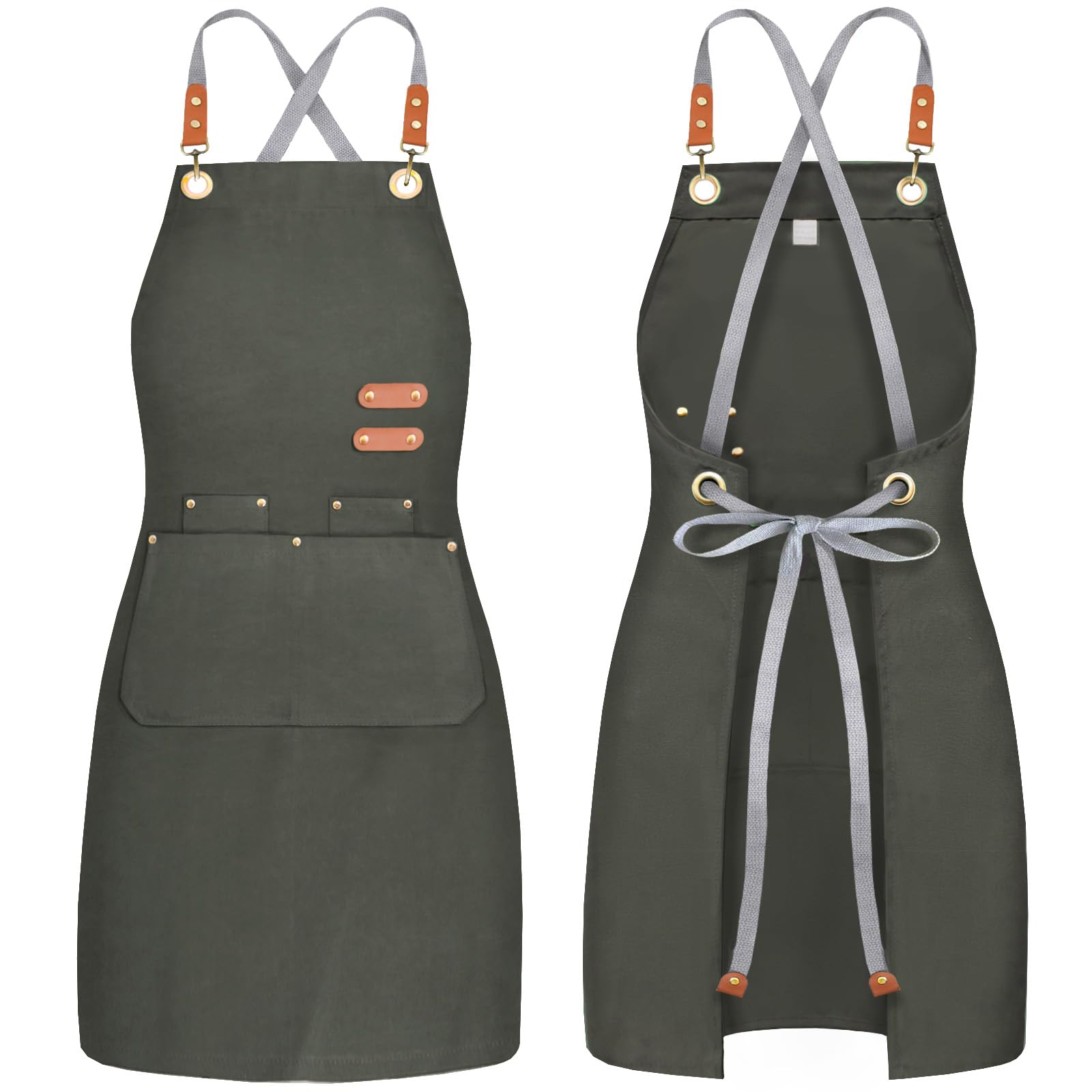 BeLuyi delantal de chef cruzado con 4 bolsillos, cómodo para cocinar.