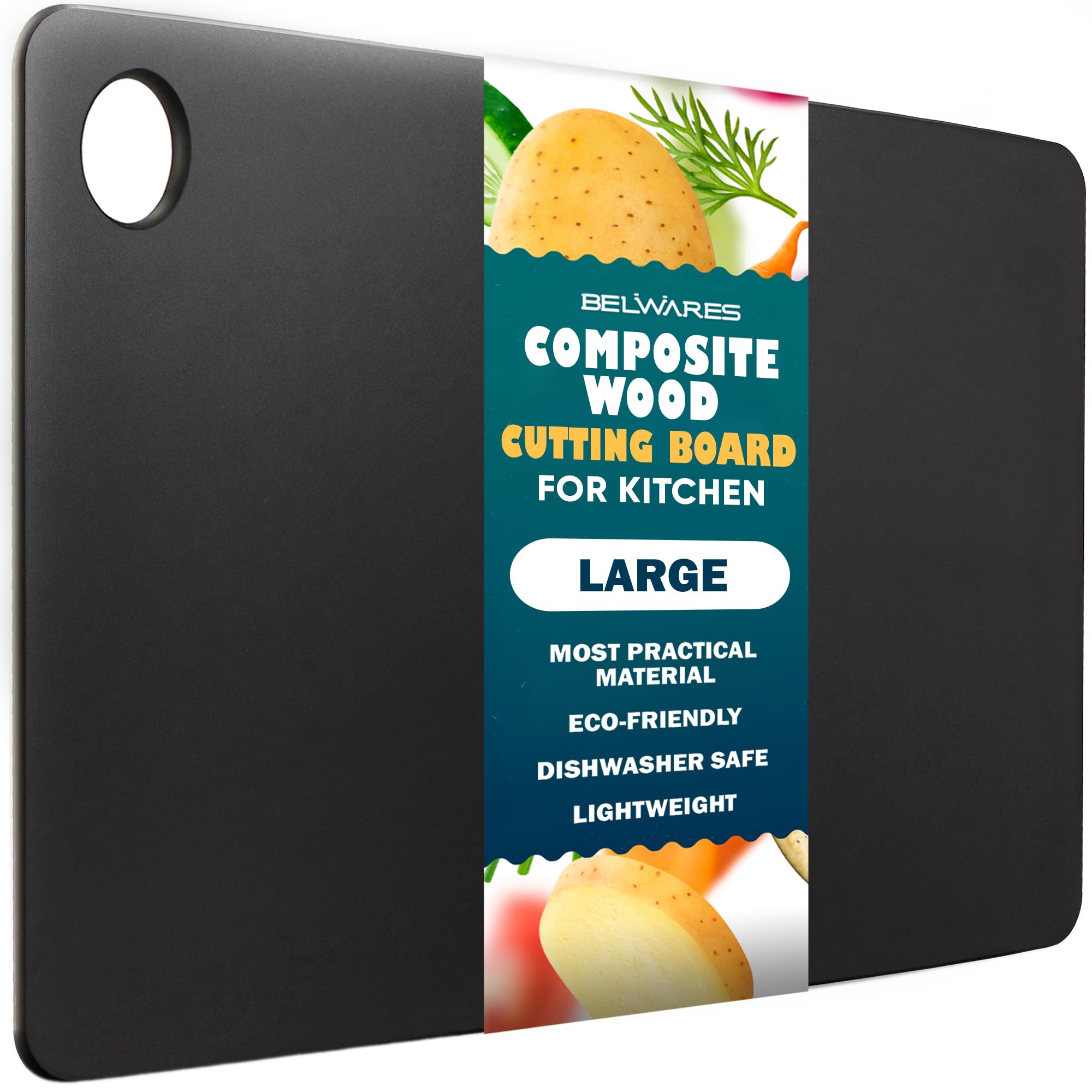 Tabla Belwares de corte compuesta negra pizarra para cocina.