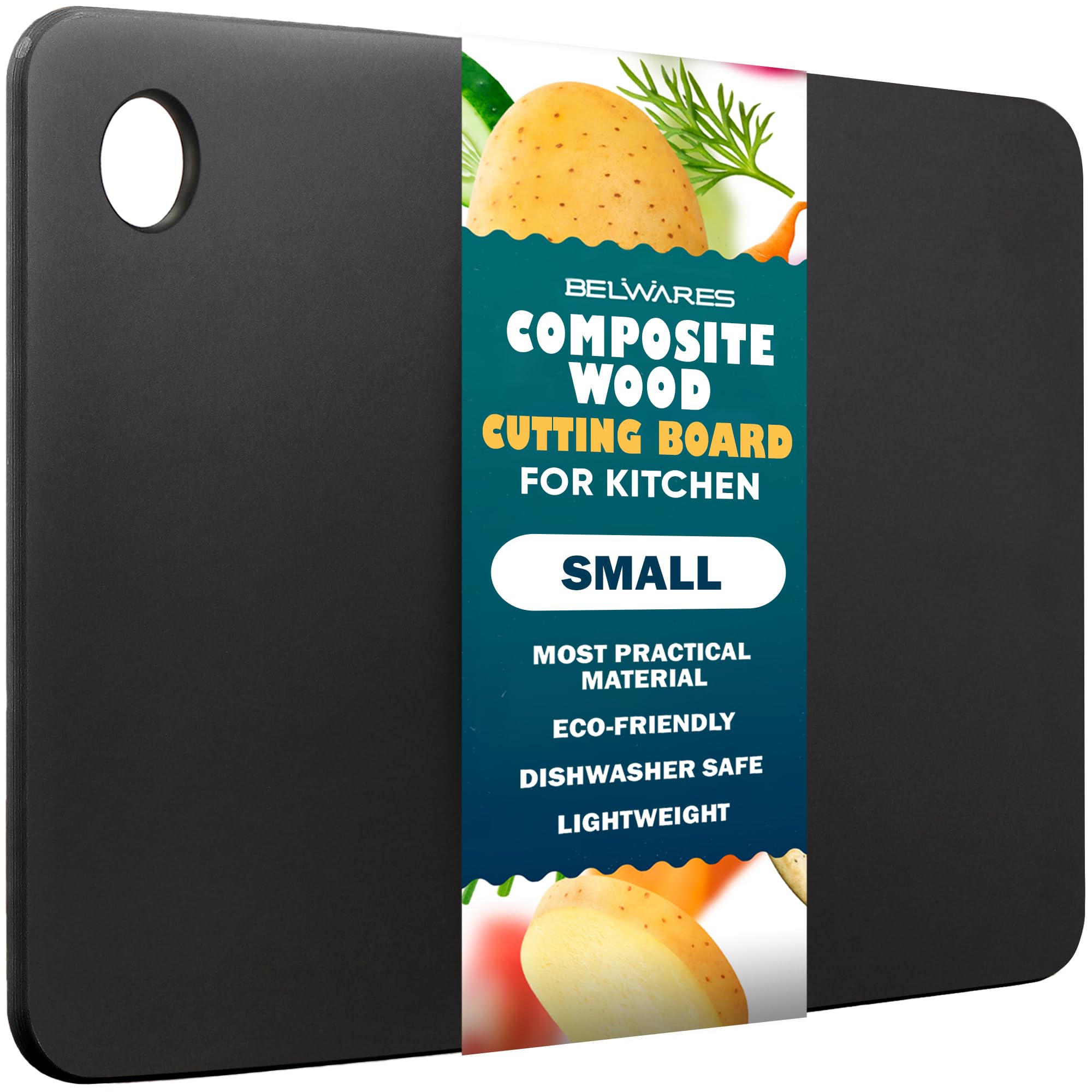 Belwares tabla de corte con acabado pizarra negra para cocina ordenada