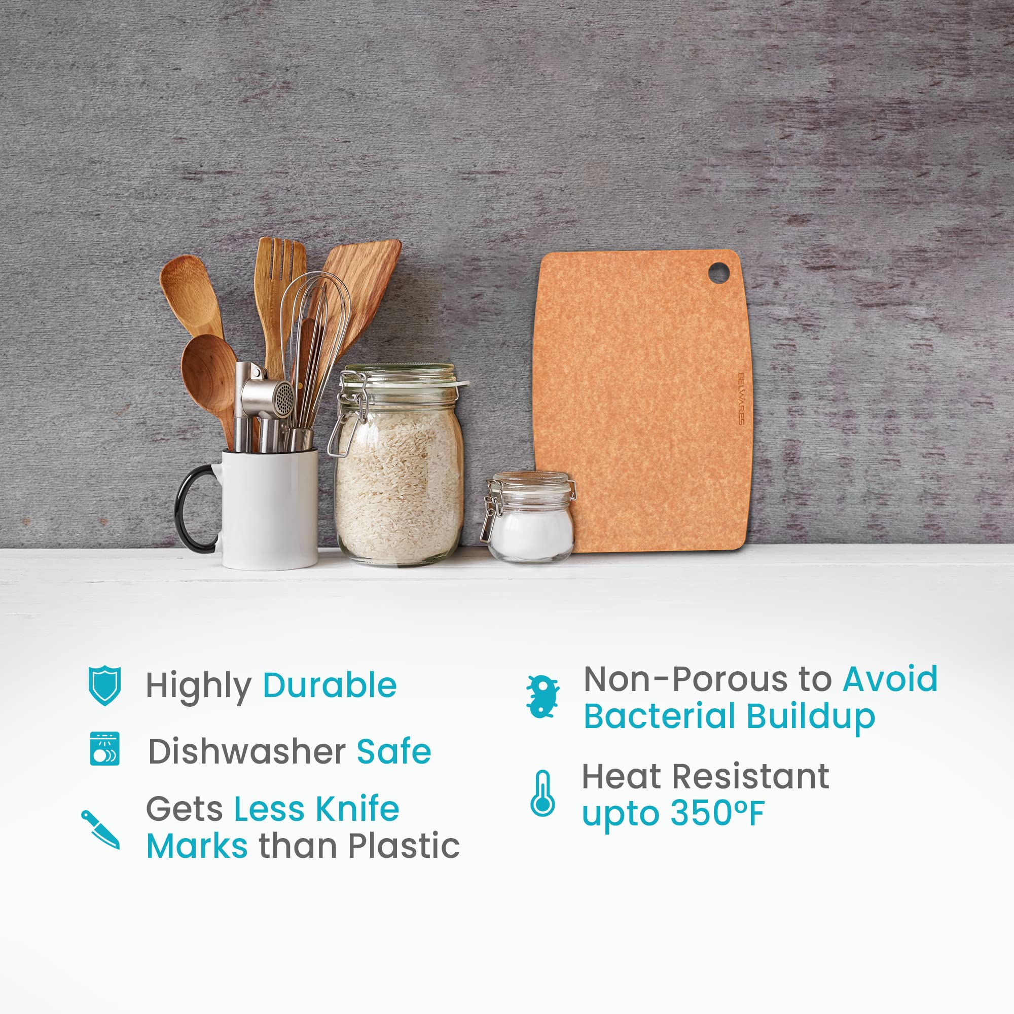 Tabla Belwares resiste calor hasta 350 grados para tareas de cocina