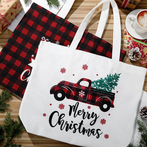 Bencailor bolsas navideñas de lona, resistentes al desgaste para viajes o compras diarias.