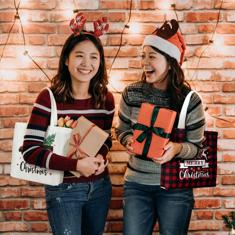 Bencailor bolsas navideñas de lona, costura doble y tela resistente para uso repetido.