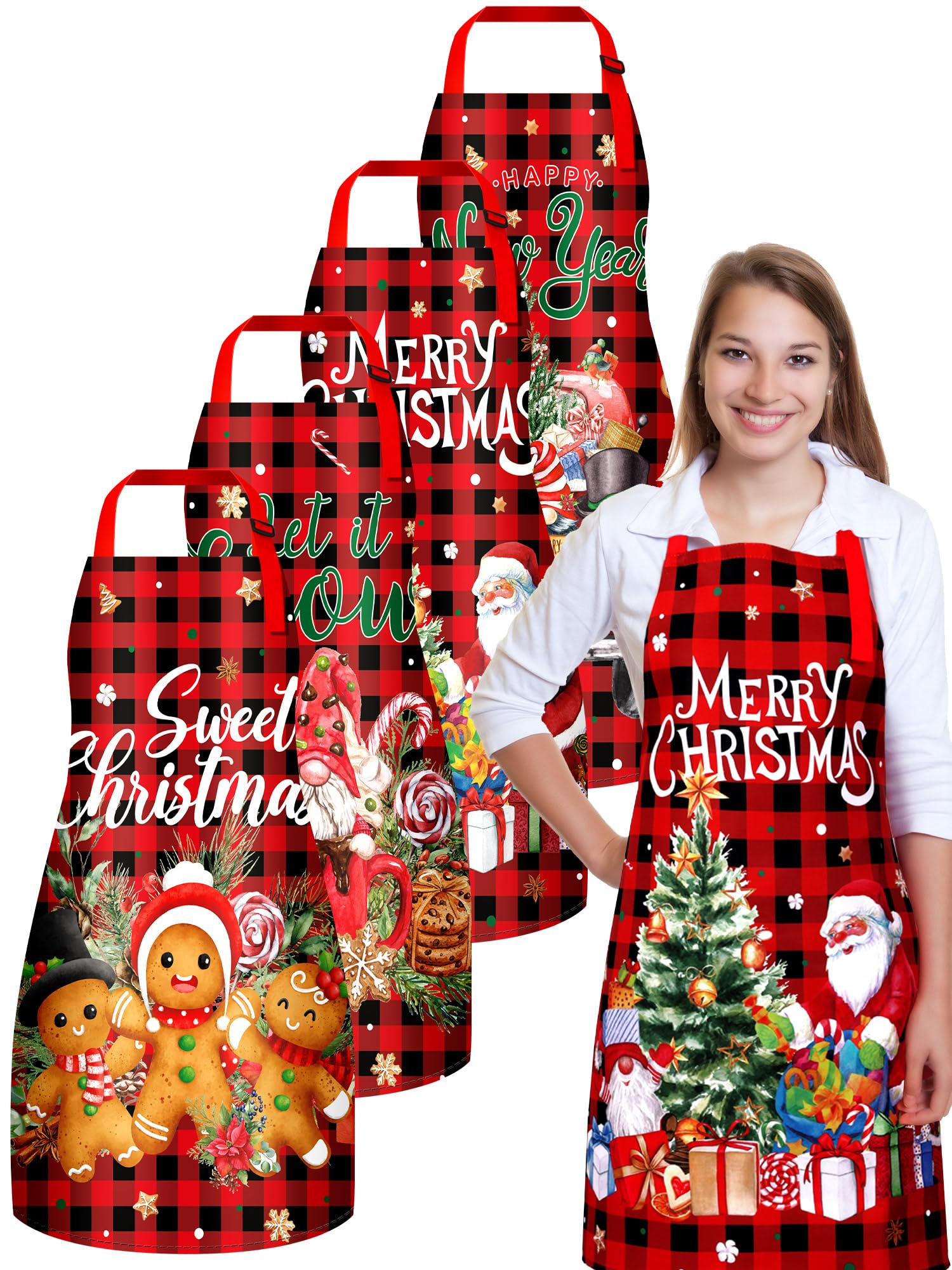 Delantal navidad con bolsillos para utensilios a mano