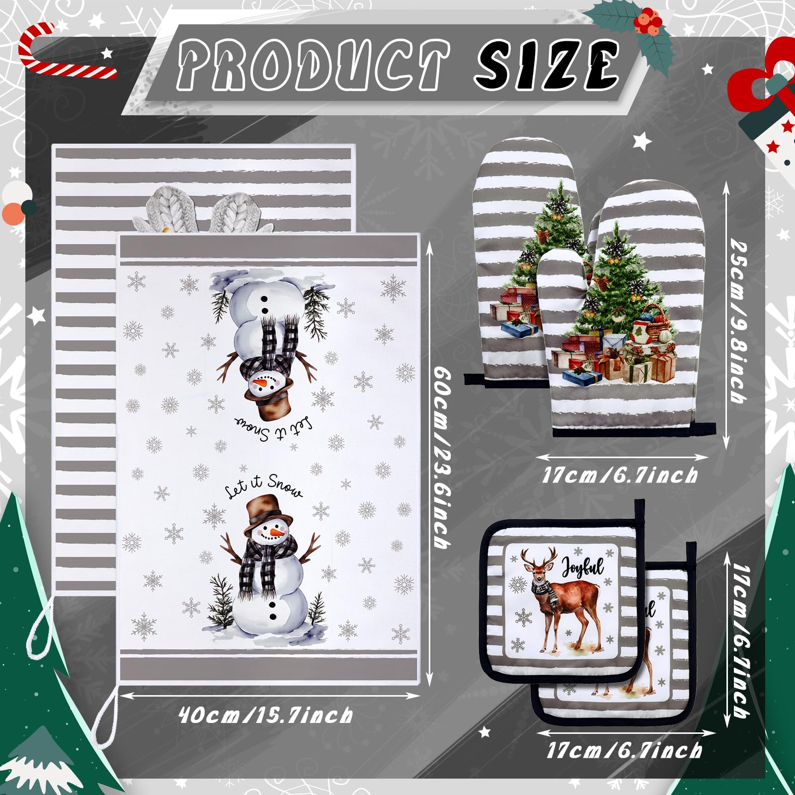 Bencailor guante de horno con dibujo de árbol navideño, ofrece protección térmica para cocinar.