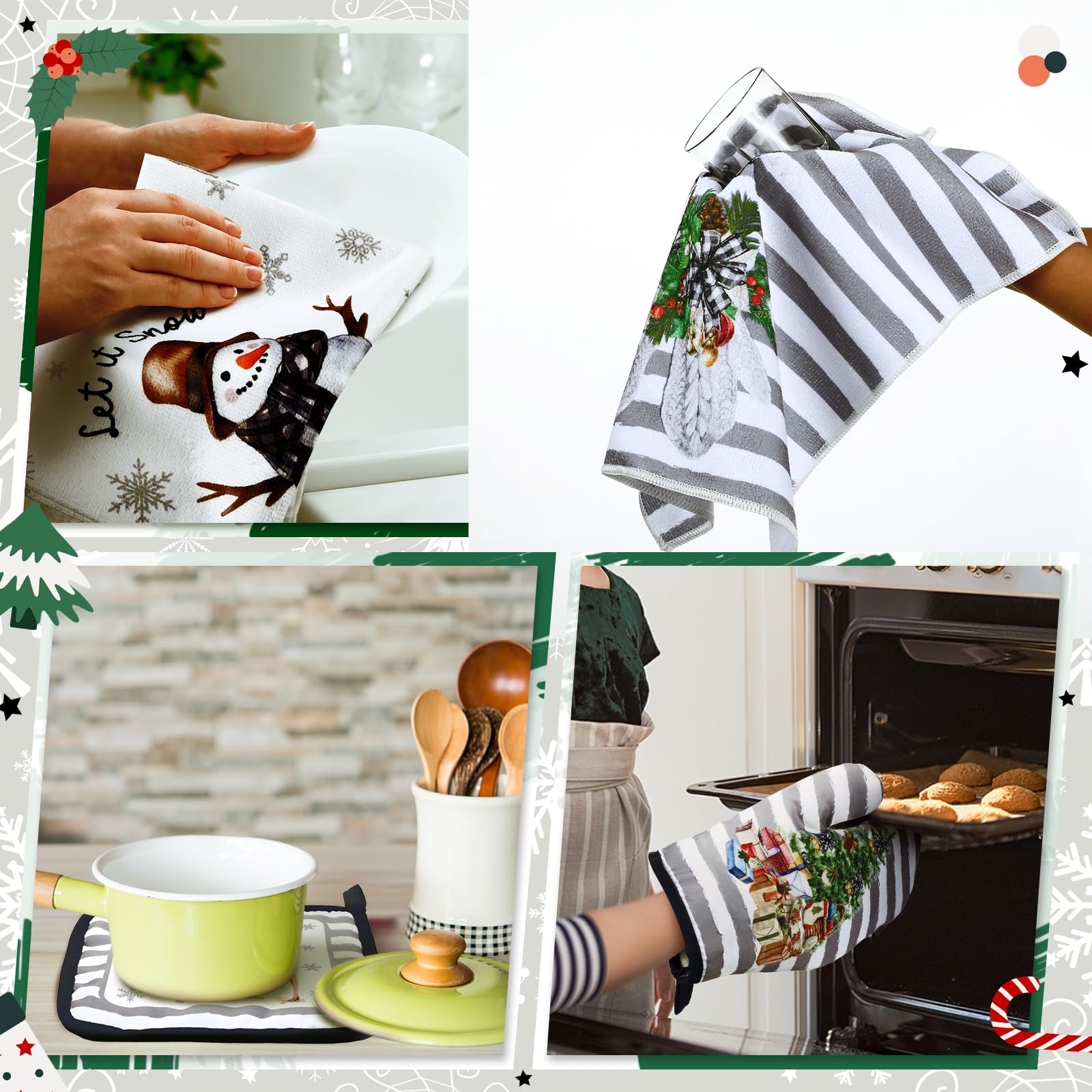 Bencailor guante de horno con patrón navideño, protección contra calor.