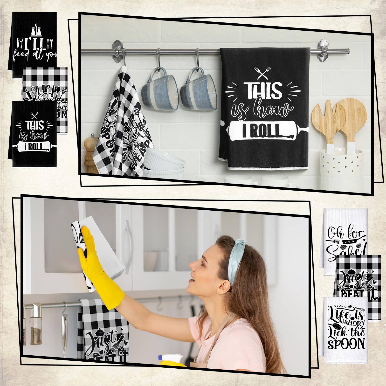 Conjunto de 6 toallas Bencailor para uso multifuncional en cocina