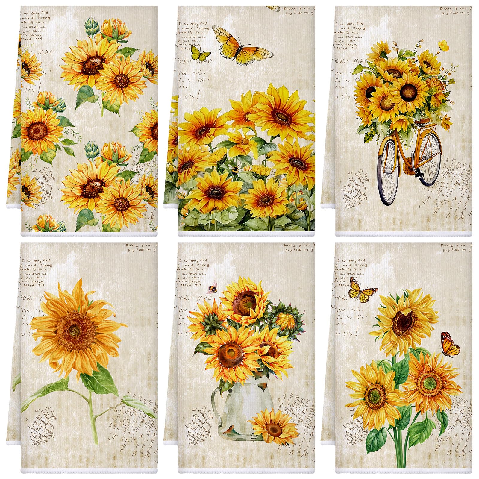 toalla de cocina Bencailor con girasol para secar platos rápidamente