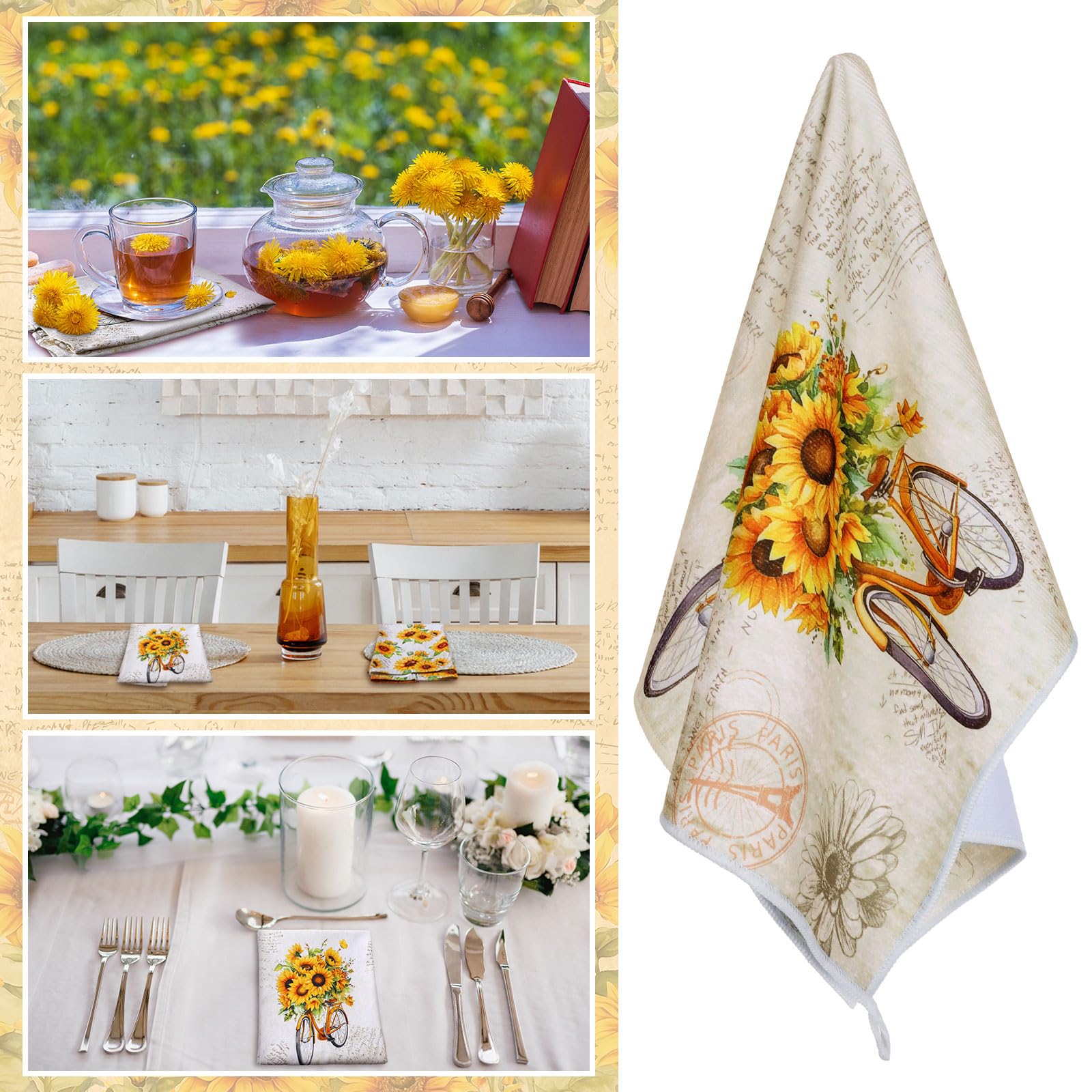 toallas de cocina Bencailor con girasol absorbentes para secar utensilios