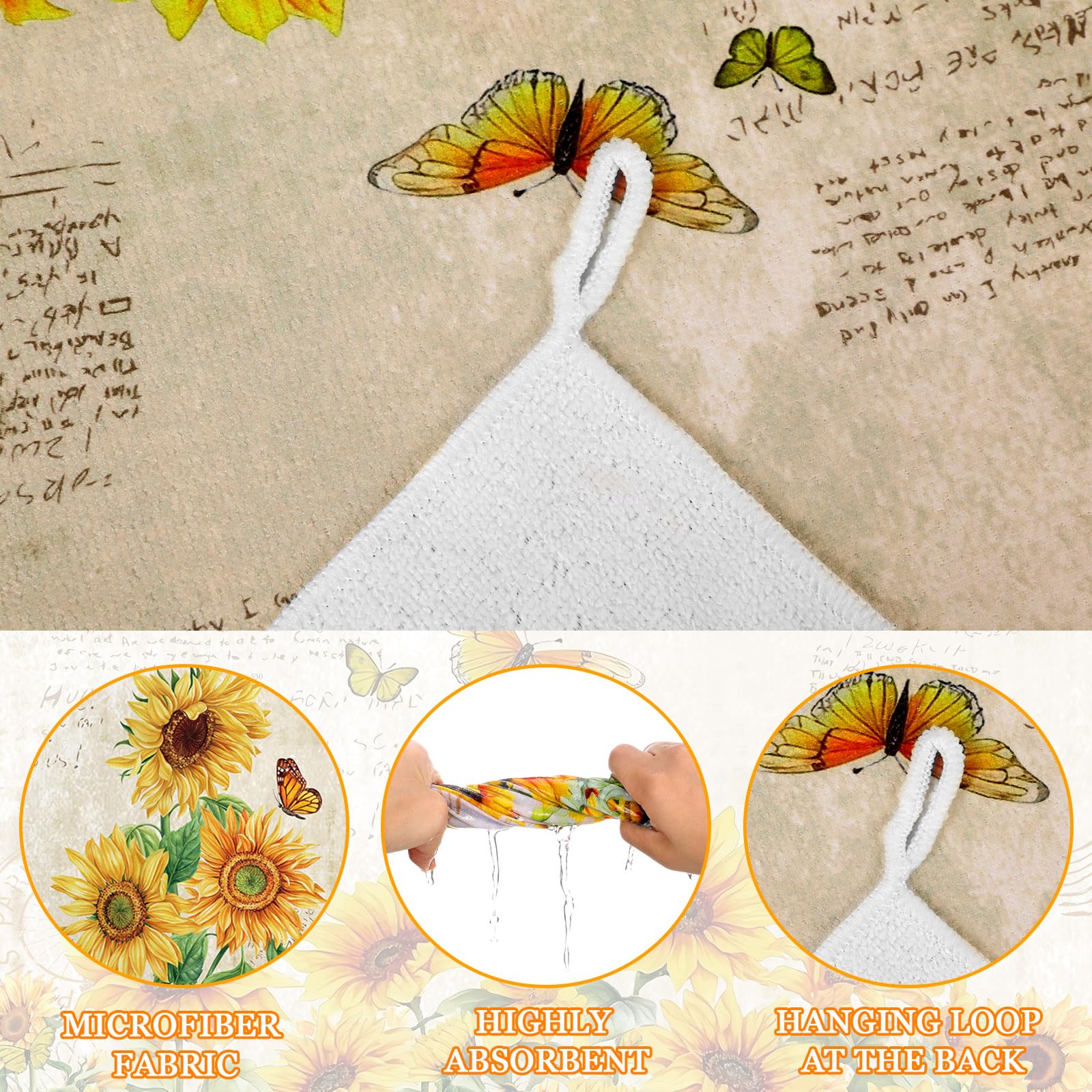 toallas de cocina Bencailor con estampado girasol para limpiar y secar