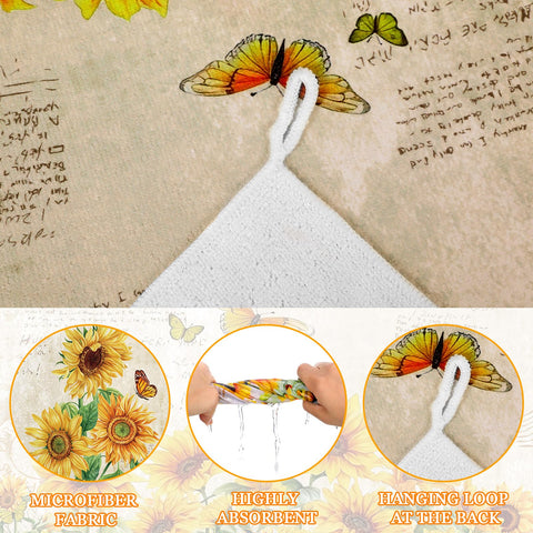 toallas de cocina Bencailor con estampado girasol para limpiar y secar