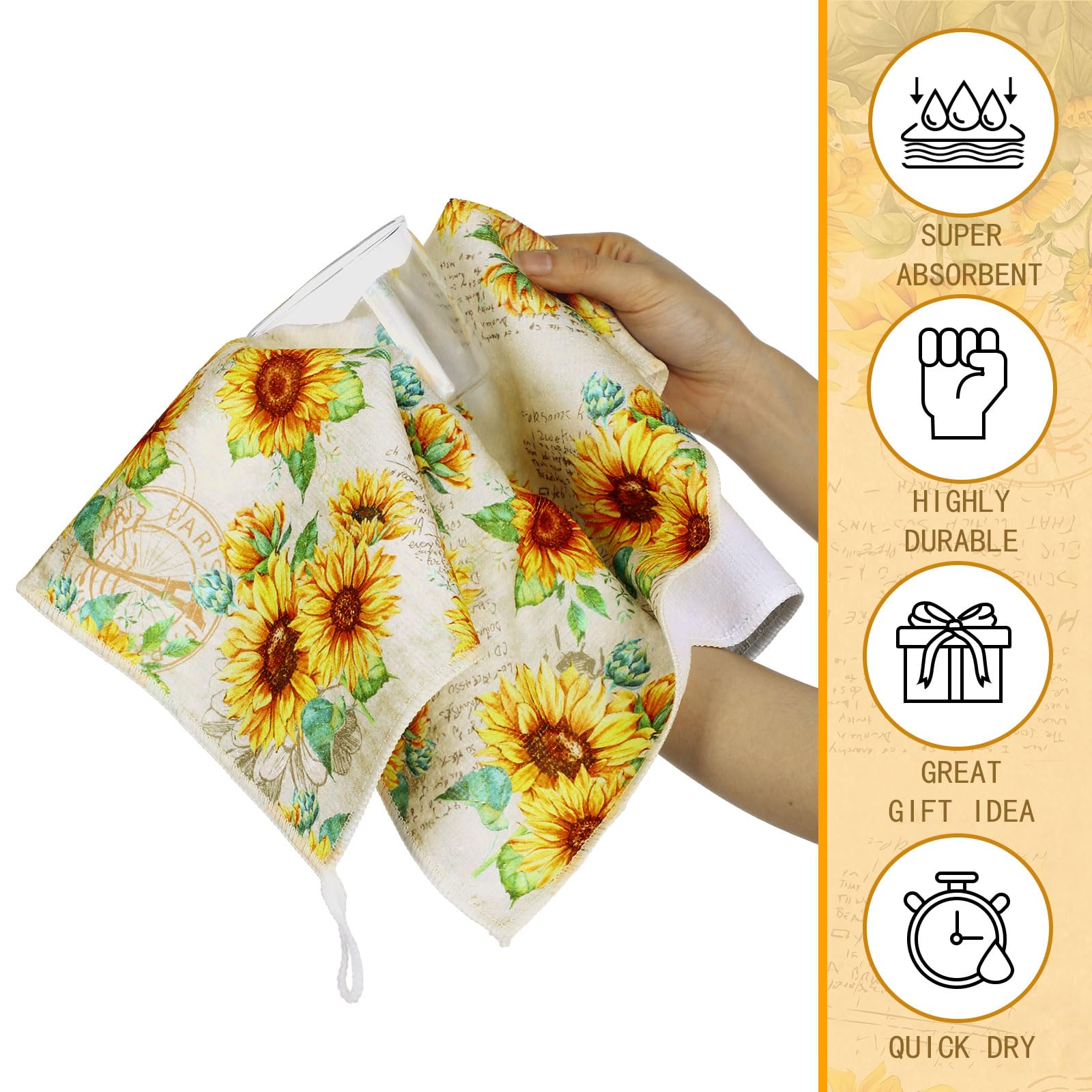 toallas decorativas Bencailor con girasol para decorar y secar utensilios