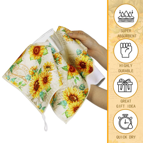 toallas decorativas Bencailor con girasol para decorar y secar utensilios