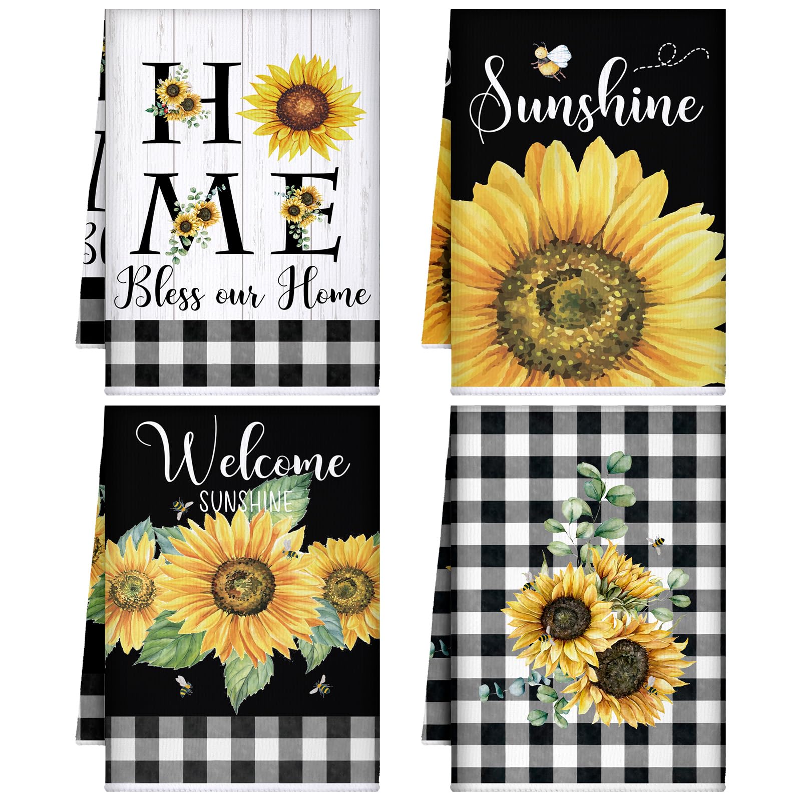Toallas Bencailor con girasol y diseño amarillo para renovación decorativa en la cocina