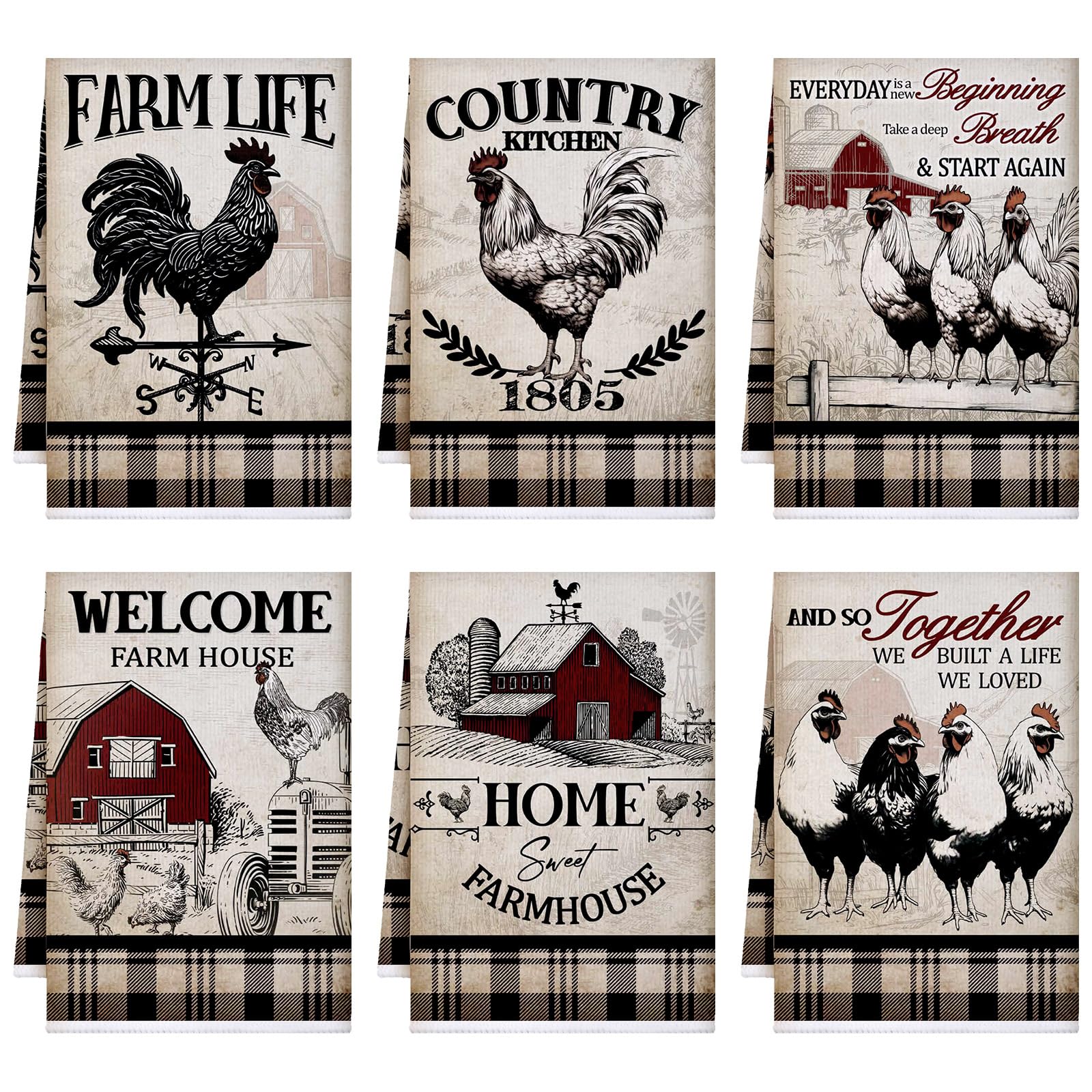 Toalla Bencailor con gallo retro, ideal para secar platos