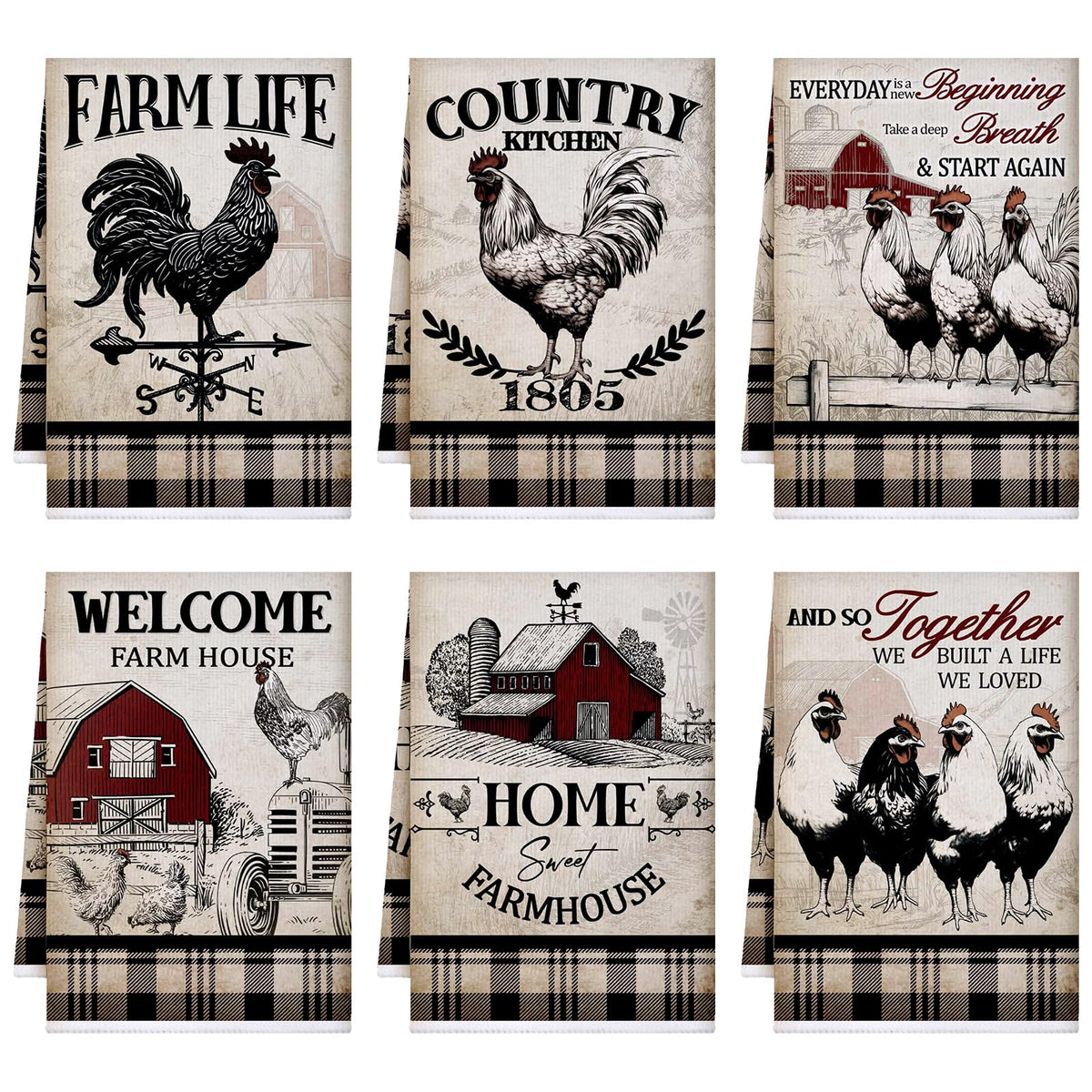 Toalla Bencailor con gallo retro, ideal para secar platos