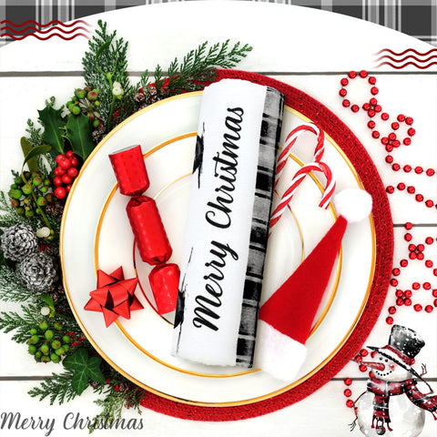 Toallas Bencailor con texto navideño, decoran la cocina y limpian a la vez.