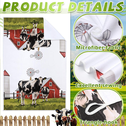 toallas bencailor estilo retro con vaca, estilo campestre para baño o cocina