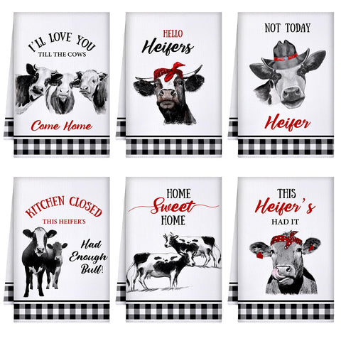 Bencailor toallas con vacas en estilo retro para decorar la cocina.