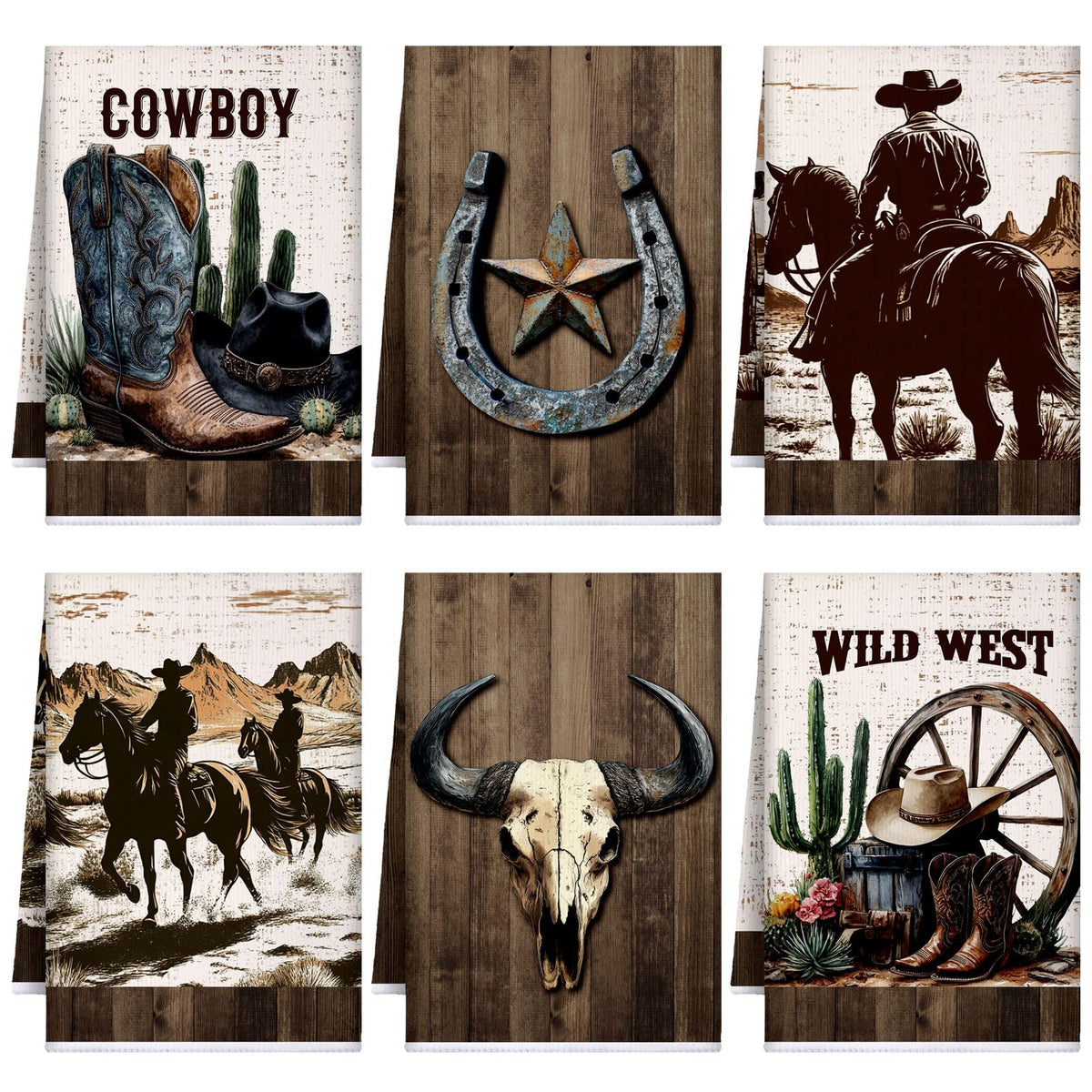 Toallas Bencailor Western, juego decorativo para enriquecer la mesa y secar platos.