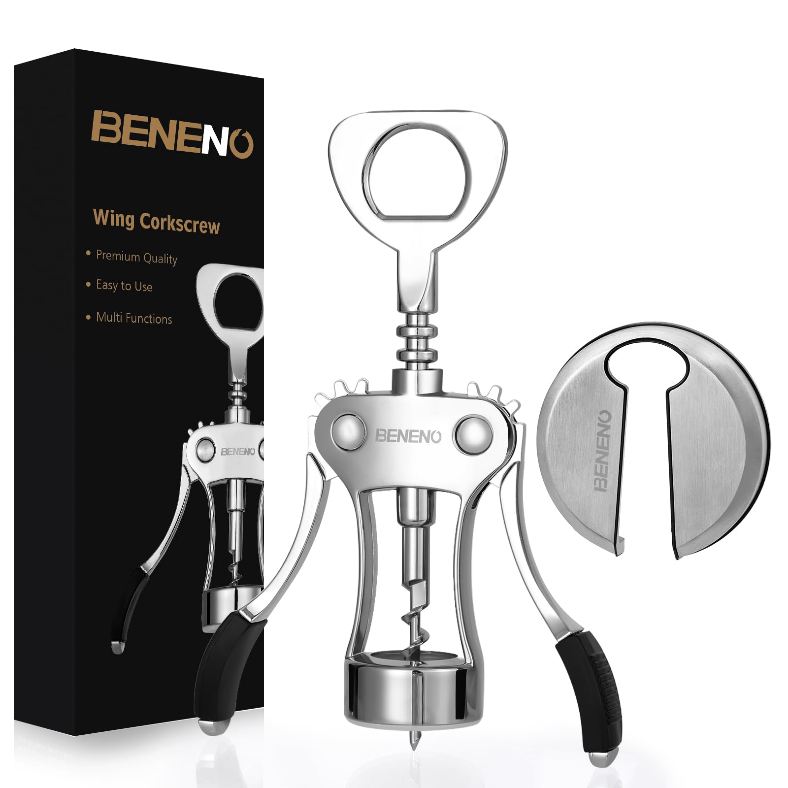 Beneno abrebotellas con diseño de alas centrado para un manejo estable.